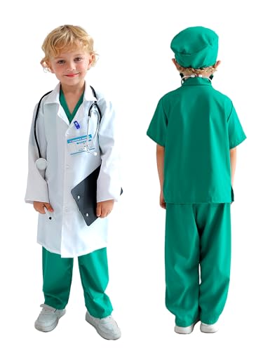Liberry Doctor Costume for Kids 3 4 5 6 Years Old Toddler Dress Up Clothes with Nurse Scrubs and Real Stethoscope Pretend Play Doctor Kit for Boys Girls Gift - Image 5