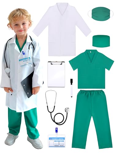 Liberry Doctor Costume for Kids 3 4 5 6 Years Old Toddler Dress Up Clothes with Nurse Scrubs and Real Stethoscope Pretend Play Doctor Kit for Boys Girls Gift - Image 1