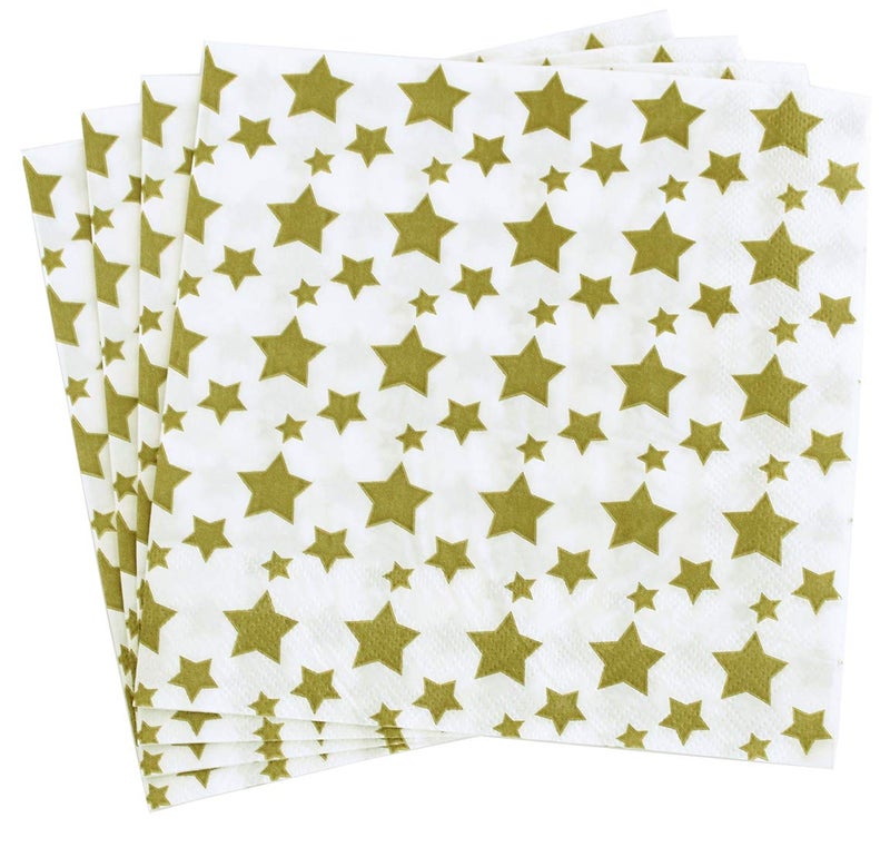 OLYPHAN Gold Star Luncheon Napkins Paper Decorative Print 6.5 Inch Napkin Disposable for Lunch Party  Dinner Buffet  Wedding & Birthday Parties & New Years Eve Celebration Decoration 40 Count - Image 5
