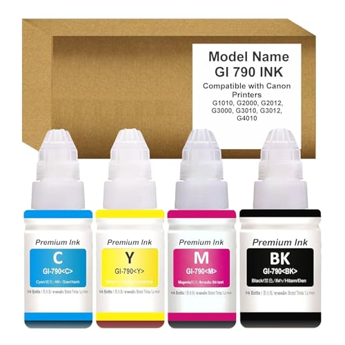 ANG GI 790 Ink Refill for Canon PIXMA G1000, G1010, G1100, G2000, G2002, G2012, G2100, G3000, G3010, G3012, G3100 Printers Ink (Black, Yellow, Cyan, Magenta) - Image 1