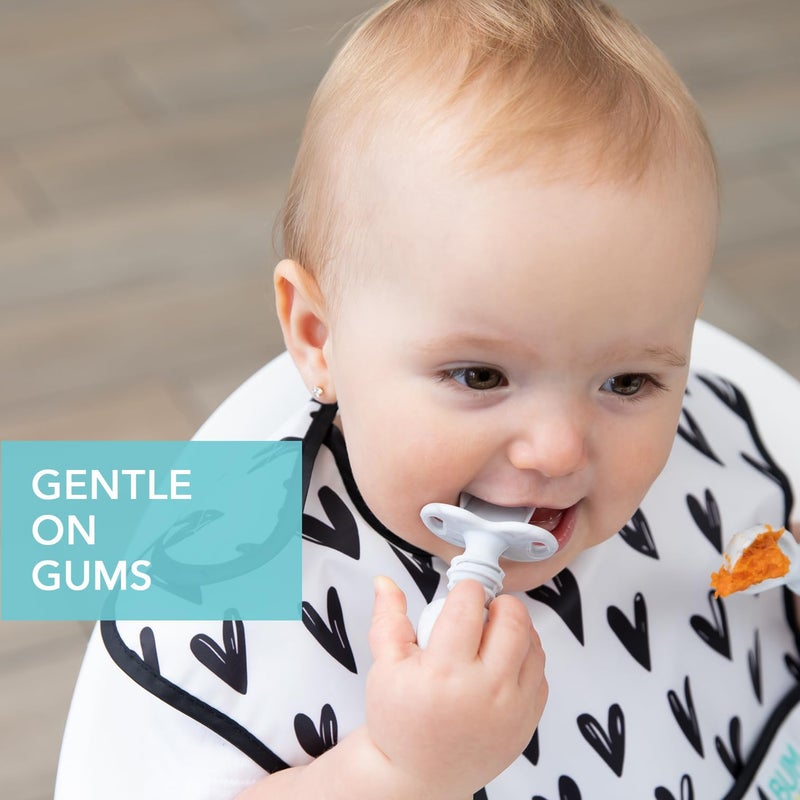 Bumkins Baby Utensils Set, Chewtensils Silicone Spoons for Dipping, Self-Feeding, Baby Led Weaning, Trainer Learning, First Stage Eating, Soft Practice Fork and Spoon, Babies 6 Months, Marble - Image 4