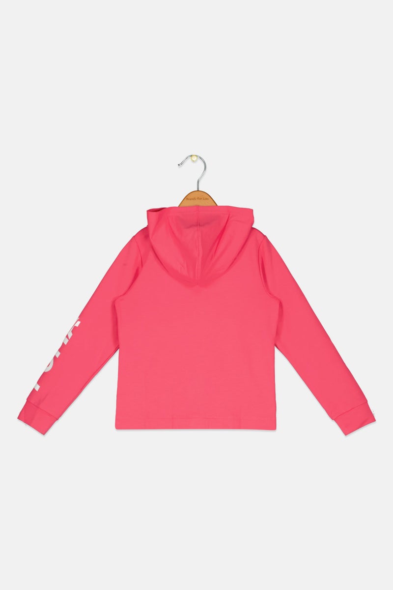 PUMA Kids Girl Sportswear Fit Brand Logo Hooded Sweatshirt, Pink  - Image 2