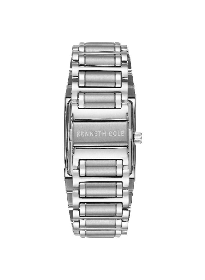 Kenneth Cole New York ساعة أنالوج للرجال بقرص رمادي كلاسيكي حديث بحزام من الفولاذ المقاوم للصدأ الفضي - 32.5 مم - Image 3