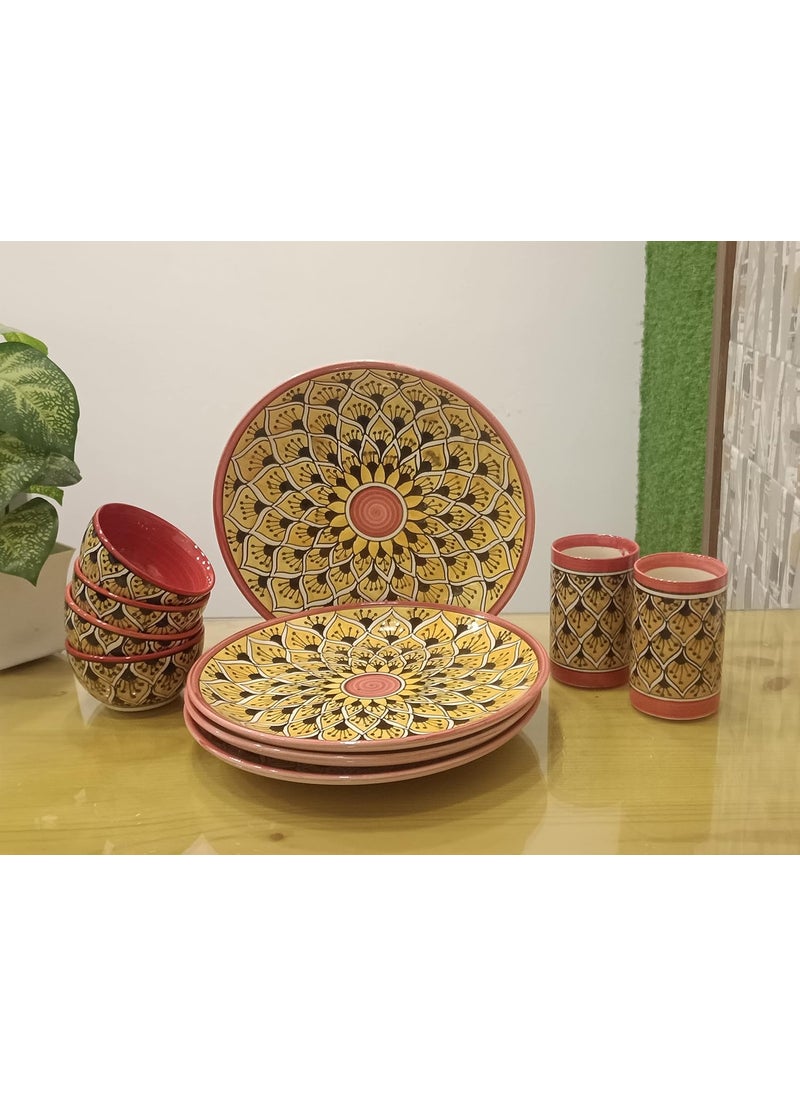 Caffeine caffeine Premium Stoneware Ceramic Orange moracoo Dinner Set (Set of 10) pcs  - Image 1