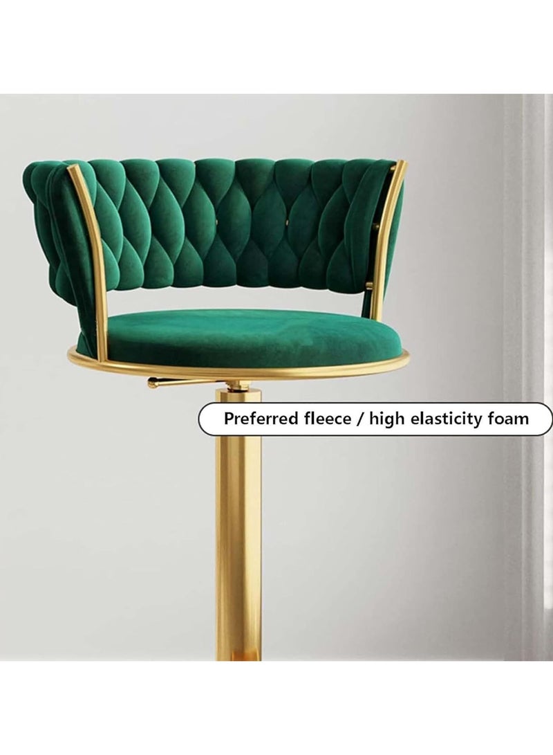 DubaiGallery Velvet Swivel Bar Stools, Adjustable Counter Height Bar Stool with Woven Back, Upholstered Kitchen Dining Chairs, Modern Barstools for Kitchen Island, Cafe, Pub, Bar Counter - Image 2
