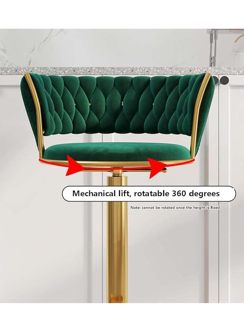 DubaiGallery Velvet Swivel Bar Stools, Adjustable Counter Height Bar Stool with Woven Back, Upholstered Kitchen Dining Chairs, Modern Barstools for Kitchen Island, Cafe, Pub, Bar Counter - Image 4