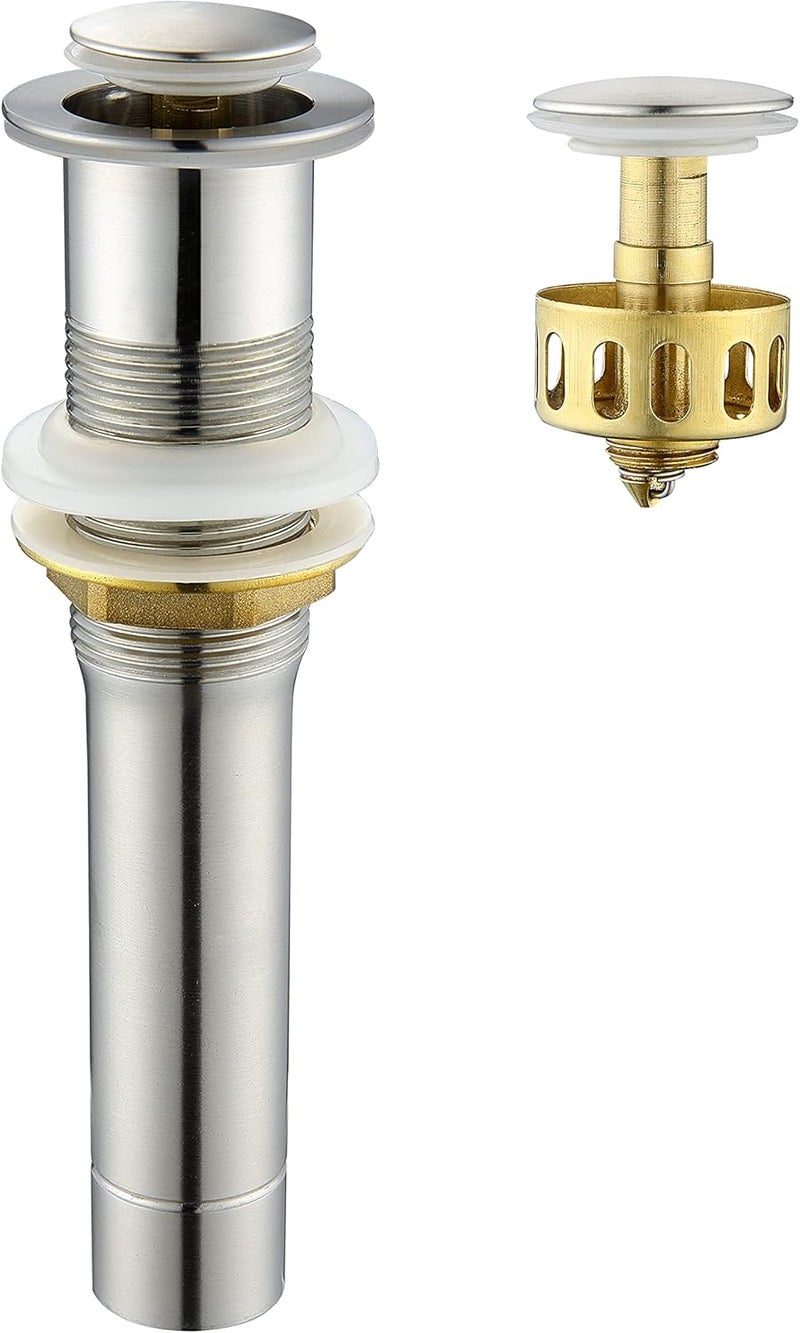 Ultimate Unicorn Pop up Sink Drain Stopper for Bathroom Vessel Vanity Sink Art Basin Brushed Nickel, Small Cap Without Overflow, Metal Pop-up Drain Strainer with Detachable Basket Stopper - Image 1