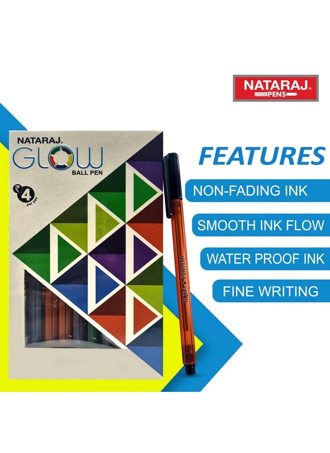 NATARAJ - 621 Glow Ball Pen, Comfortable Grip, Non-Fading Ink, Smooth Writing, Quick-Drying, Acid-Free, Hexagonal Shape For Better Grip, Fun Writing, Blue Pen (Pack Of 20) - Image 1