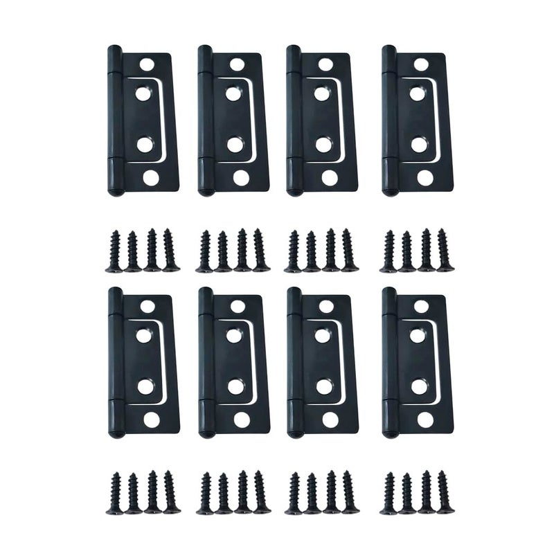 Qcaa Durable Steel Non-Mortise Hinge  For Chest  Box  & Vintage Cabinet Furniture  2"" X 0.9""  Matte Black  8 Pack  Made In Taiwan - Image 1
