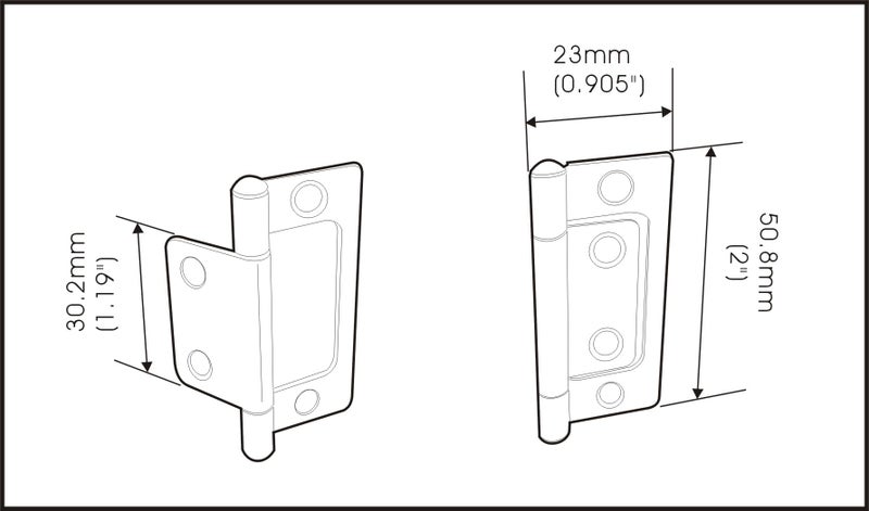 Qcaa Durable Steel Non-Mortise Hinge  For Chest  Box  & Vintage Cabinet Furniture  2"" X 0.9""  Matte Black  8 Pack  Made In Taiwan - Image 3