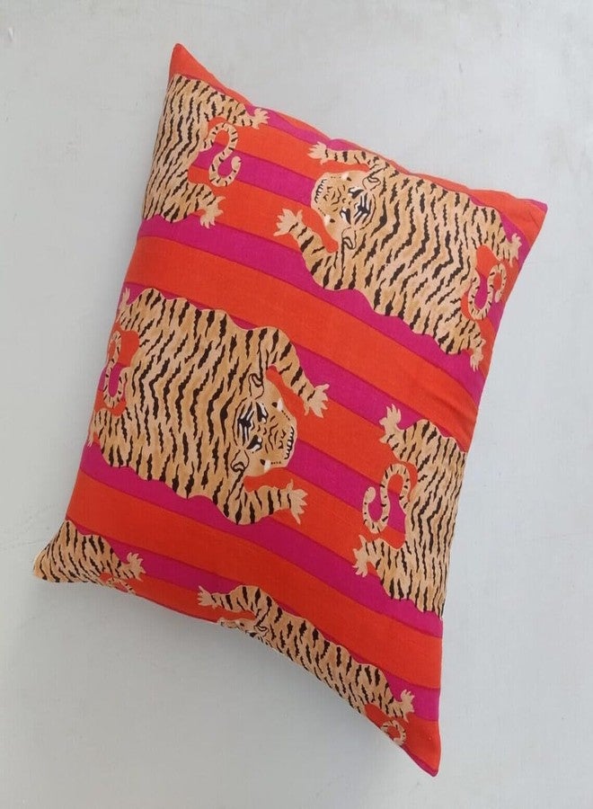 INDACORIFY Beautiful Tiger Print Cushion Cover Throw Decorative Cotton Pillow Case Indian Block Printed Cushion Covers Home Decor Sofa Pillows - Image 3