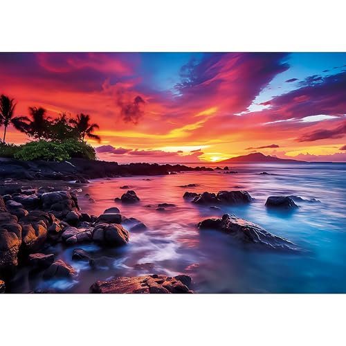 EIYRURU 2000 Piece Jigsaw Puzzle for Adults Maui Island Sunset Over Pacific Ocean Challenging Relaxing Puzzle Game Glossy Recycled Paper Great for Mindful Play Gift 39 x 28 in - Image 1