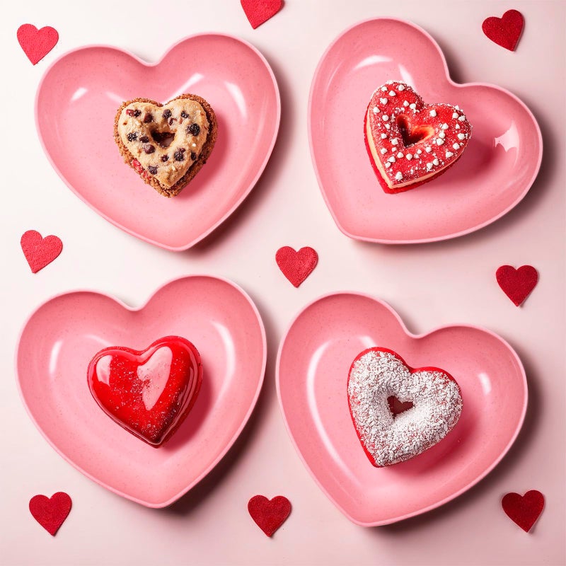 MATICAN Heart Shaped Plates, 10-Pack Pink Heart Shaped Dinner Plates Dinnerware Dishes for Valentine's, Birthdays, Bridal Showers, Baby Showers, 5.9 x 5.3 x 1.2 Inches - Image 2