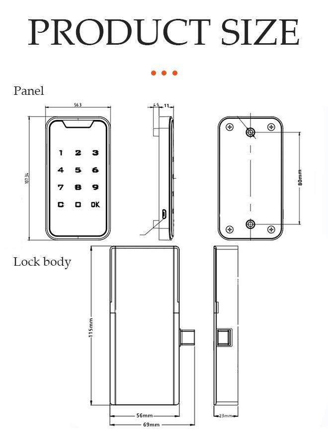 DUNISO Electronic cabinet lock, digital electronic password lock, multifunctional touch keyboard lock, digital keyboard security lock, suitable for office cabinets, wardrobes, drawers, cabinets, black  - Image 4