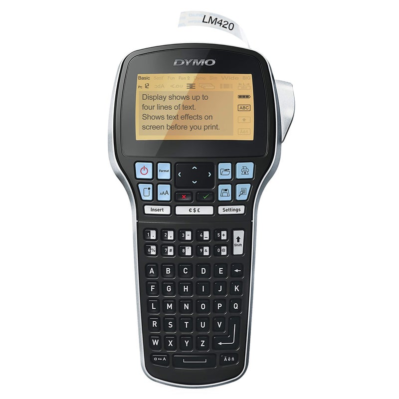 Dymo صانع الملصقات DYMO مع محول LabelManager 420P صانع ملصقات عالي الأداء قابل لإعادة الشحن اتصال بالكمبيوتر الشخصي وماك شاشة مضيئة سهلة الاستخدام محمولة لتنظيم المنزل والمكتب - Image 1