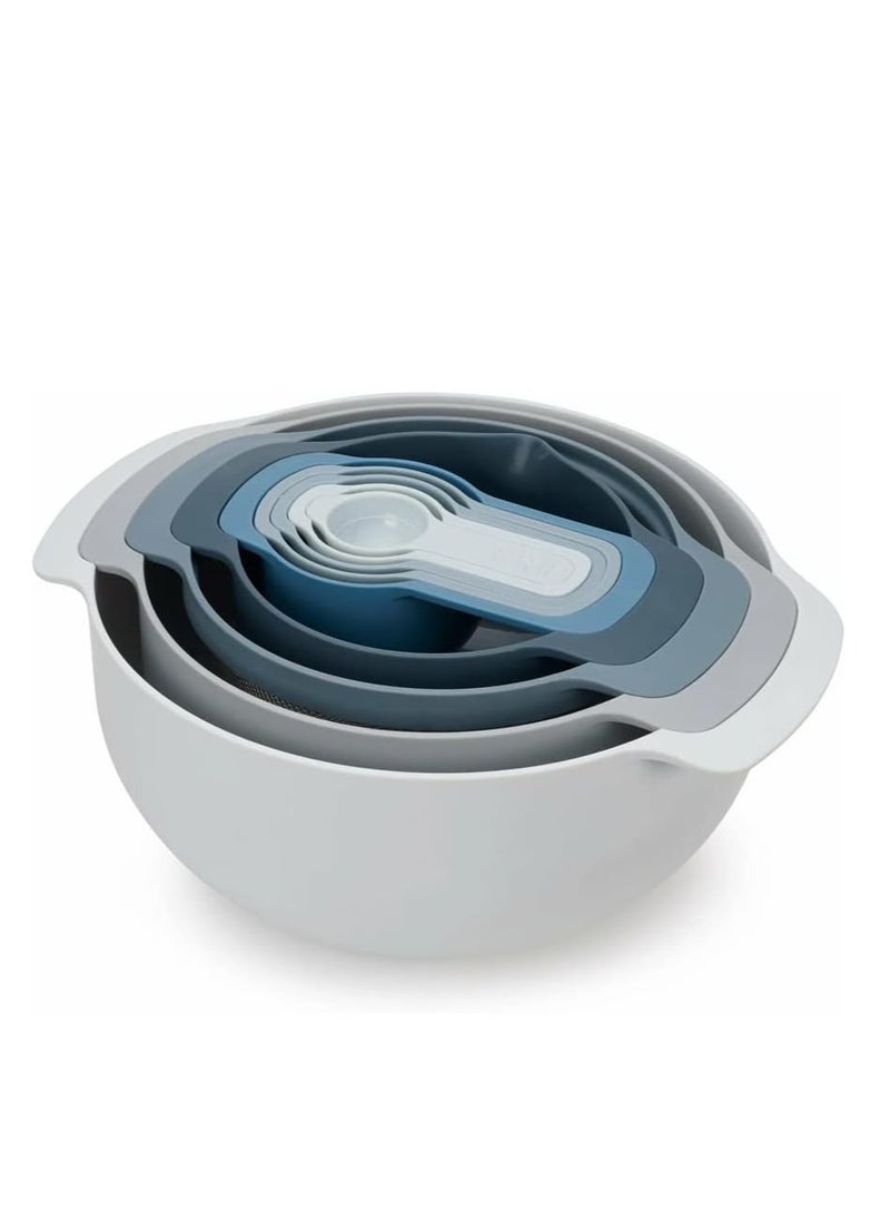 Joseph Joseph - Joseph Joseph Edition Nesting Set with Mixing Bowls, Measuring Cups, Sieve, Colander, 9-Piece, Sky, JJ-40101 - Image 1