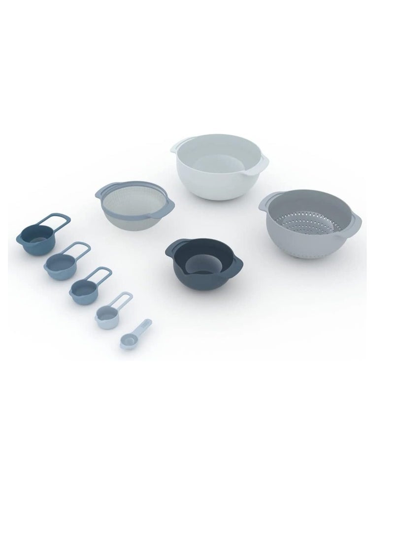 Joseph Joseph - Joseph Joseph Edition Nesting Set with Mixing Bowls, Measuring Cups, Sieve, Colander, 9-Piece, Sky, JJ-40101 - Image 1