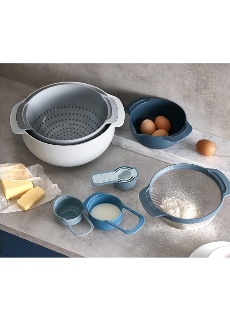 Joseph Joseph - Joseph Joseph Edition Nesting Set with Mixing Bowls, Measuring Cups, Sieve, Colander, 9-Piece, Sky, JJ-40101 - Image 1