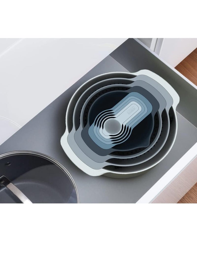 Joseph Joseph - Joseph Joseph Edition Nesting Set with Mixing Bowls, Measuring Cups, Sieve, Colander, 9-Piece, Sky, JJ-40101 - Image 1