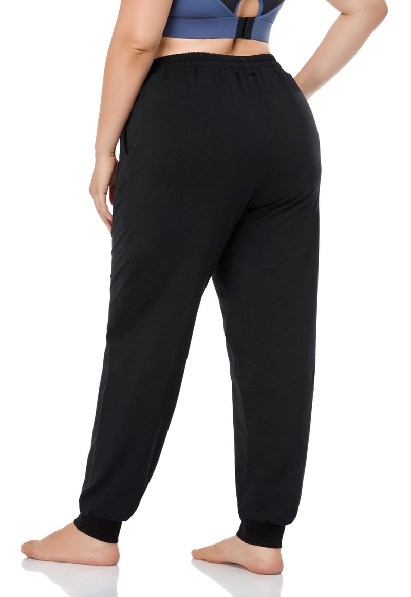 ZERDOCEAN Women's Plus Size Joggers Pants Active Sweatpants Tapered Workout Lounge Pants Pockets Black 2X - Image 4