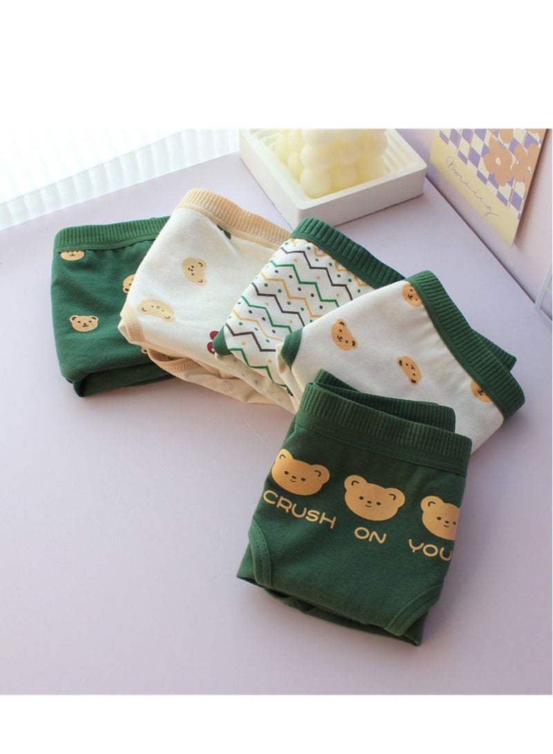 5 Pack Mid Waist Briefs Cute Style Cotton Underwear Ladies Mid Waist Comfortable Breathable Cute Girls Briefs - Image 1
