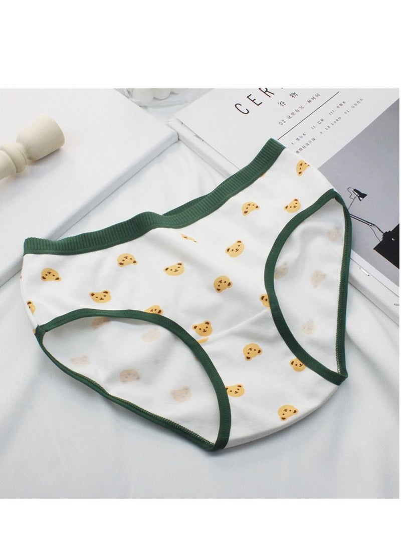 5 Pack Mid Waist Briefs Cute Style Cotton Underwear Ladies Mid Waist Comfortable Breathable Cute Girls Briefs - Image 2