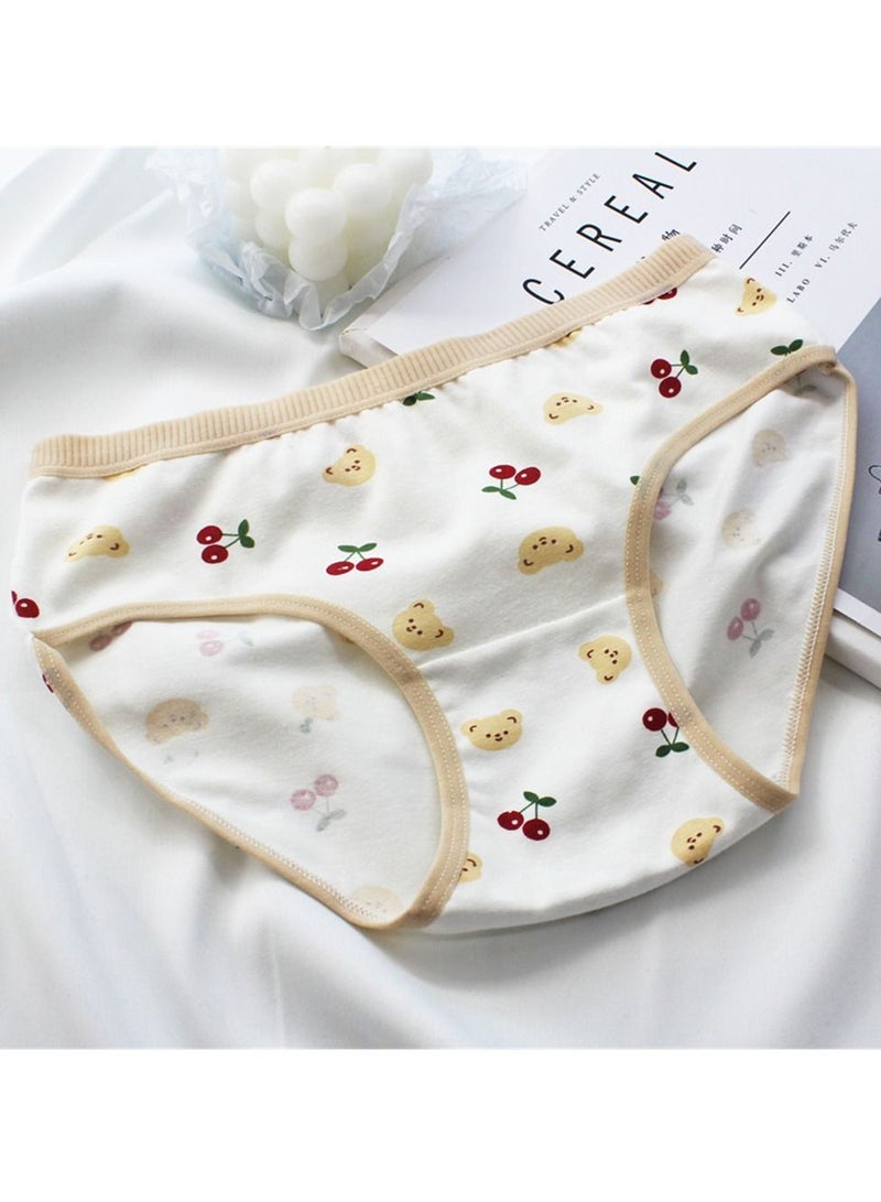 5 Pack Mid Waist Briefs Cute Style Cotton Underwear Ladies Mid Waist Comfortable Breathable Cute Girls Briefs - Image 3