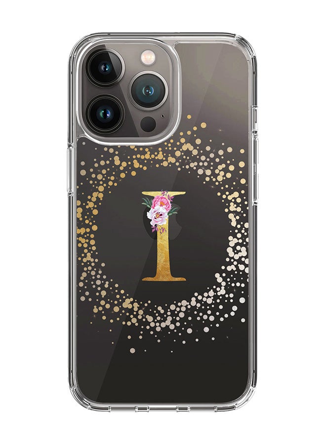 Stylizedd Classic Clear Case For iPhone 15 Pro, Hybrid Soft Case Thin Cover- Custom Monogram Initial Letter Floral Pattern Alphabet - I(Transparent) - Image 1