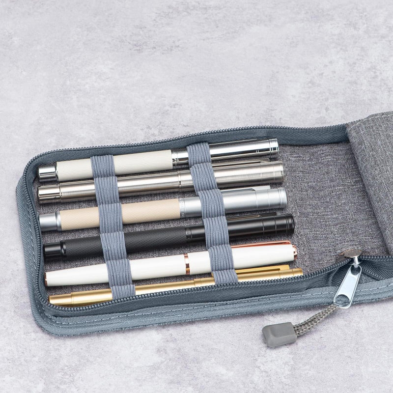 Lanxivi 12 Fountain Pen Case, Rollerball Pen Case Gray Color, Waterproof Canvas Pen Display Holder Organizer Bag - Image 4