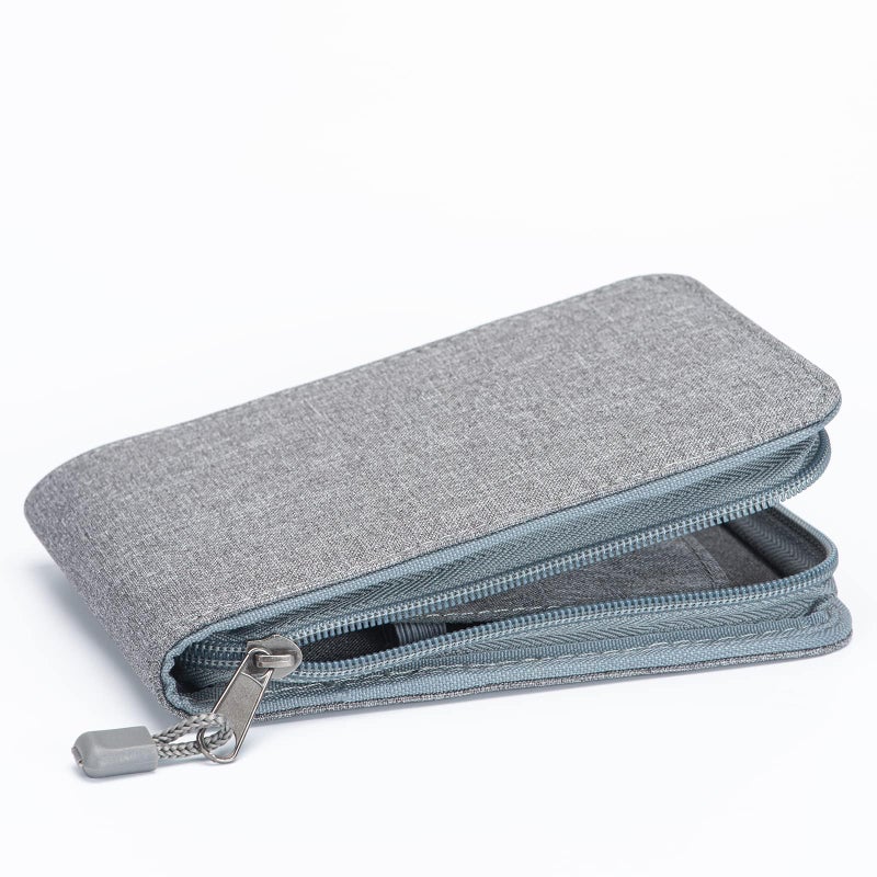 Lanxivi 12 Fountain Pen Case, Rollerball Pen Case Gray Color, Waterproof Canvas Pen Display Holder Organizer Bag - Image 3