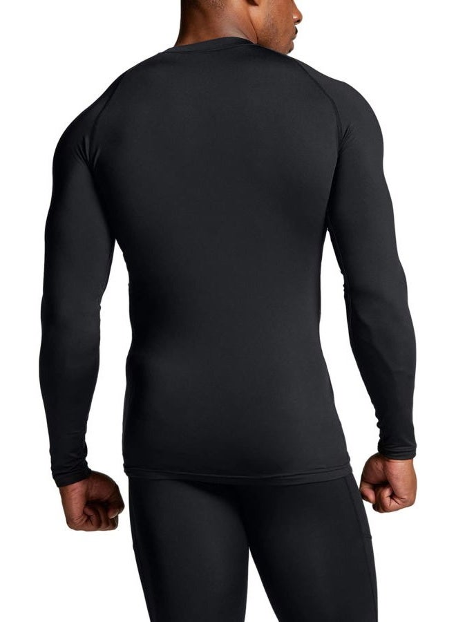 TSLA Men's Thermal Long Sleeve Compression Shirts, Athletic Base Layer Top, Winter Gear Running T-Shirt, Heat Core 2pack Black/Black, Medium - Image 4