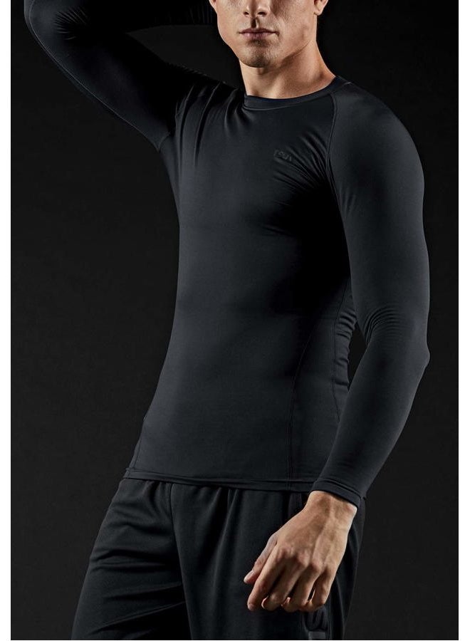 TSLA Men's Thermal Long Sleeve Compression Shirts, Athletic Base Layer Top, Winter Gear Running T-Shirt, Heat Core 2pack Black/Black, Medium - Image 3