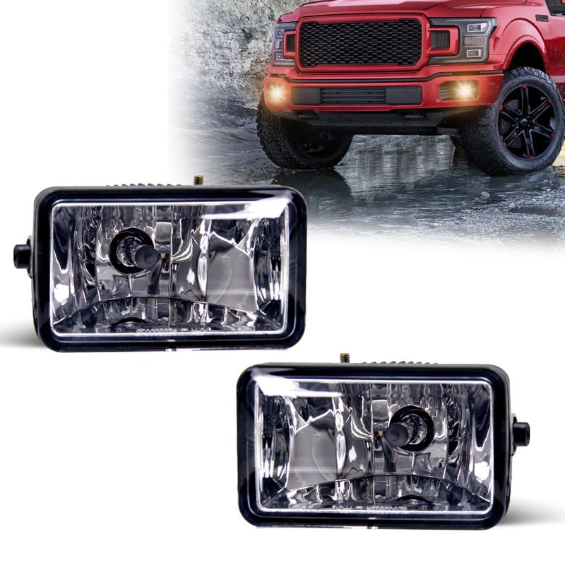 SPIEGEER Fog Lights for 2015 2016 2017 2018 2019 2020 Ford F150 Bumper Lights Assembly Replacement Kit for 2017 2018 Super Duty with H10 12V 42W Halogen Bulbs (Clear Lens) - Image 1