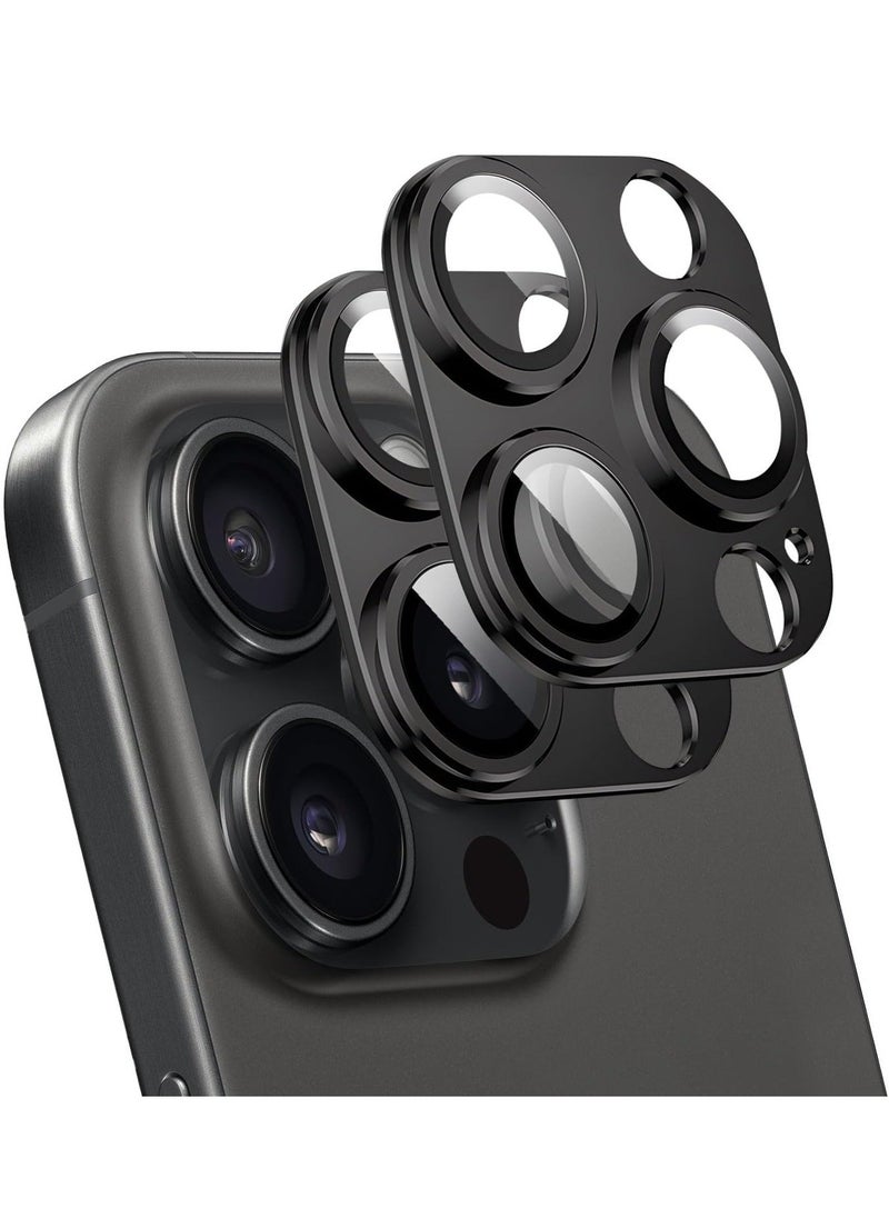 Camera Lens Protector for iPhone 14 Pro/iPhone 14 Pro Max, Alloy Metal Camera Cover with Tempered Glass Screen Protector Accessories,Scratch Resistant,Easy to Install (Black) - Image 1