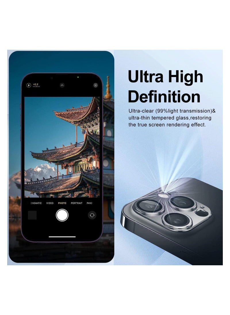 Camera Lens Protector for iPhone 14 Pro/iPhone 14 Pro Max, Alloy Metal Camera Cover with Tempered Glass Screen Protector Accessories,Scratch Resistant,Easy to Install (Black) - Image 3