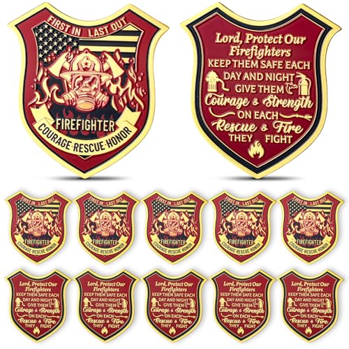 Liliaafar 10 Pcs Firefighter Challenge Coins Fireman Prayer Coin Gifts for Firefighters Rescue Department Commemorative Coins for Fireman Men Gifts - Image 1