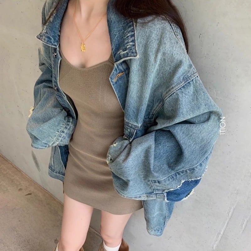 Vintage Rick Denim Coat Women'S 2024 New Design Sense Niche Loose Slim Top - Image 4