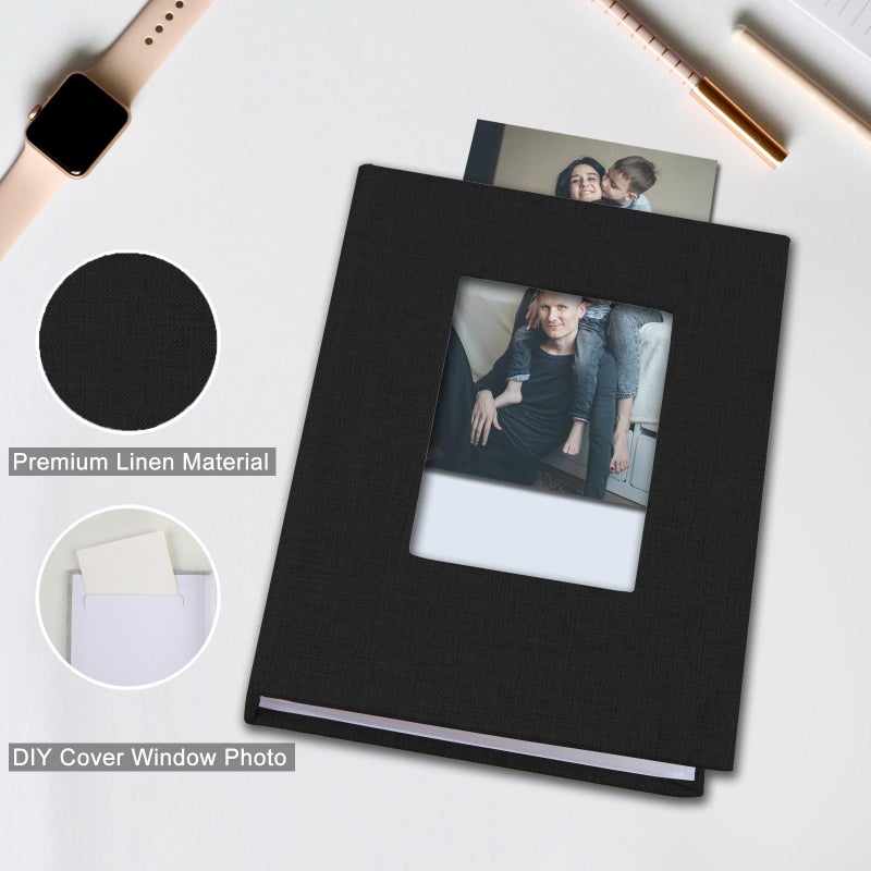 Sprsthai 4x6 Small Photo Album Photos Book, Linen Cover Photo Album, 50 Page Holds 100 Pictures, photobook for Anniversaries Vacations, Black - Image 4
