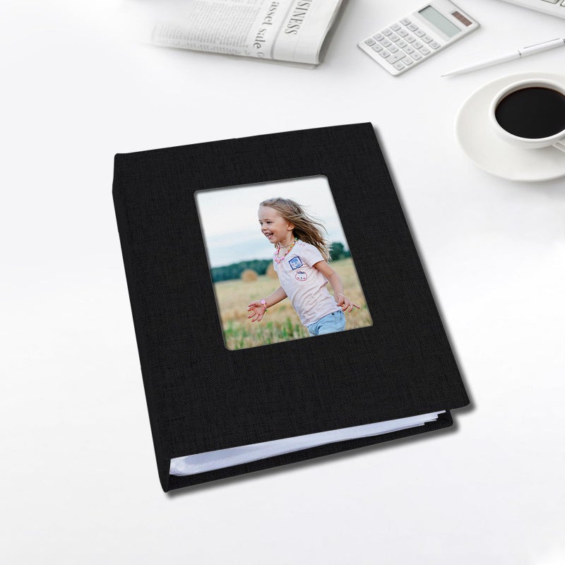 Sprsthai 4x6 Small Photo Album Photos Book, Linen Cover Photo Album, 50 Page Holds 100 Pictures, photobook for Anniversaries Vacations, Black - Image 2