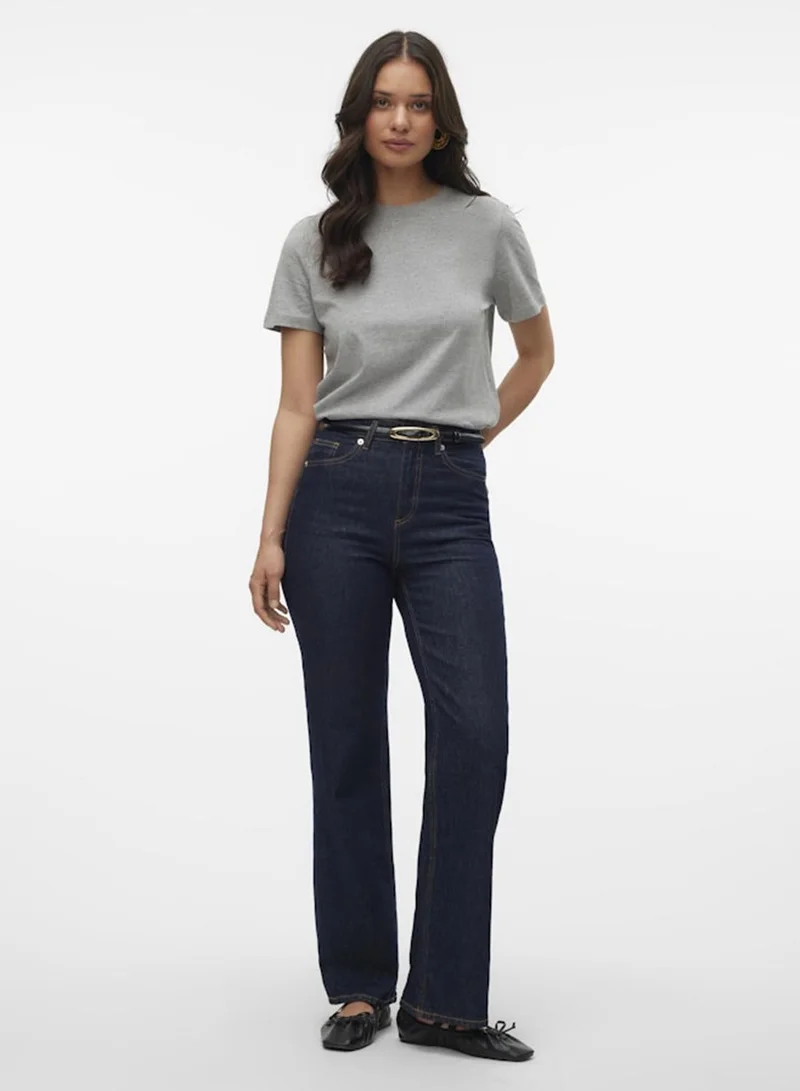 Vero Moda Lt Gry Mlng VMPAULINA SS T-SHIRT JRS NOOS for Women | Best Price UAE