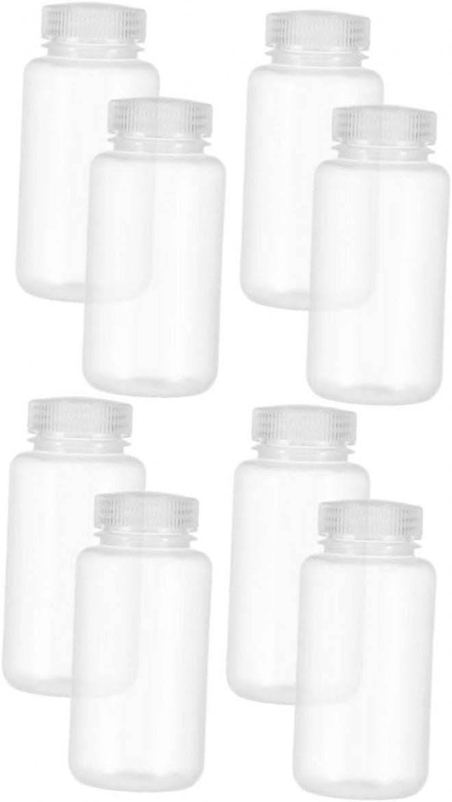 8pcs 250ml Plastic Lab Sample Bottles Wide Mouth Reagent Containers with Leakproof Lids for Water and Chemical Storage in Laboratory and Industrial Use - Image 1