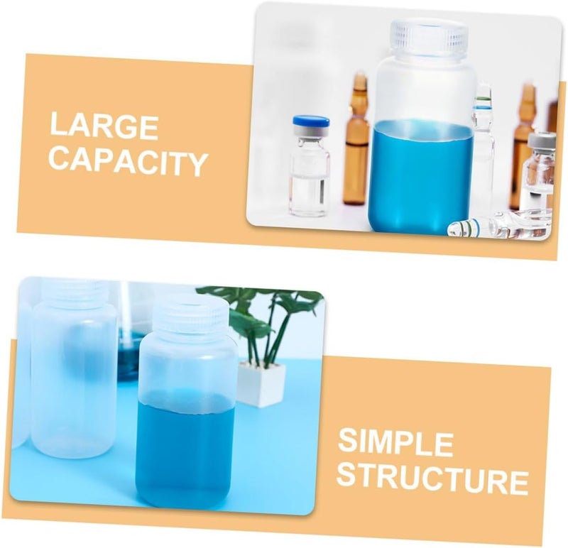 8pcs 250ml Plastic Lab Sample Bottles Wide Mouth Reagent Containers with Leakproof Lids for Water and Chemical Storage in Laboratory and Industrial Use - Image 3