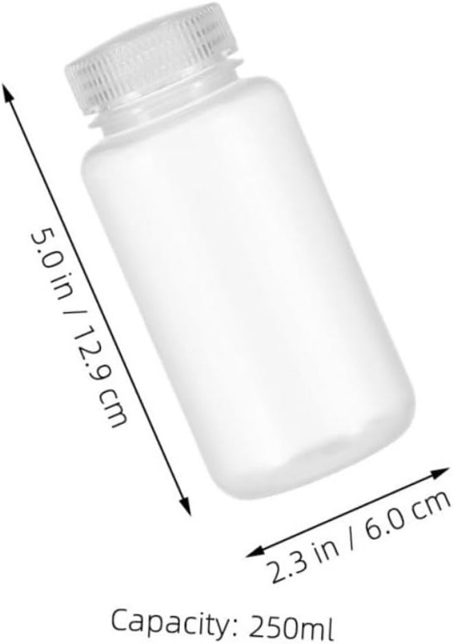 8pcs 250ml Plastic Lab Sample Bottles Wide Mouth Reagent Containers with Leakproof Lids for Water and Chemical Storage in Laboratory and Industrial Use - Image 2