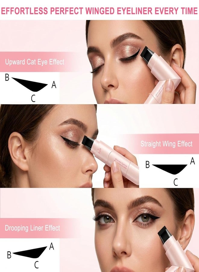 WEZOSHINET Waterproof Winged Eyeliner Stamp Pen, Dual Head Rotating Design, Quick-Dry, Long-Lasting, Smudge-Proof Liquid Eyeliner Pen for Beginners, Cat Eye Tool, Easy to Use for Everyday (Black) - Image 2