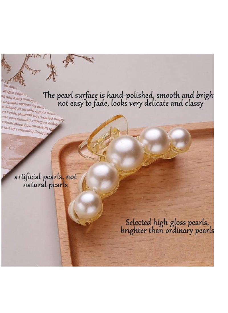 Agirlvct - Agirlvct Pearl Hair Clips for Women Girl, Large Small Hair Claw Clip Strong Hold,Big Banana Jaw Clip Barrettes Nonslip,Birthday Thanksgiving Christmas Gift for Thick Thin Curly Hair(4 Size) - Image 1