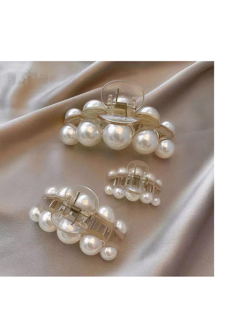 Agirlvct - Agirlvct Pearl Hair Clips for Women Girl, Large Small Hair Claw Clip Strong Hold,Big Banana Jaw Clip Barrettes Nonslip,Birthday Thanksgiving Christmas Gift for Thick Thin Curly Hair(4 Size) - Image 1
