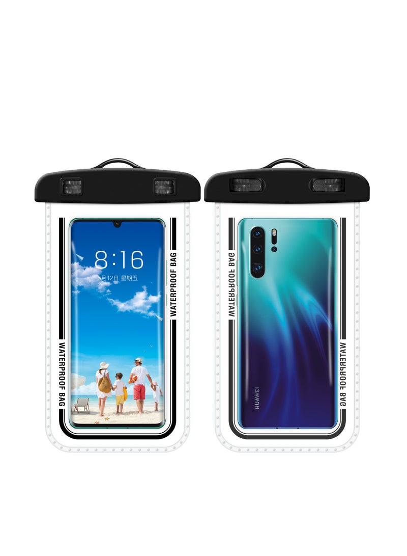 Generic 2-Pack Waterproof Phone Case Pouch Dry Bag, IPX8 Certified 30M Underwater Universal Swimming Dry Bag, Touch-Sensitive Protector for Phones up to 7.2'' - Compatible with iPhone 16/15/Samsung, Underwater Phone Protector Pouch for Beach/Diving/Water Park/Snorkeling（D7-2,Black）  - Image 1