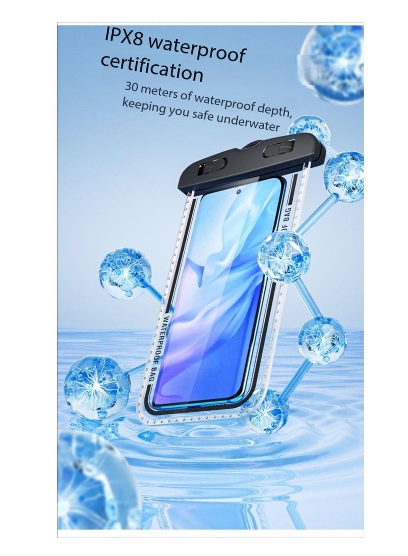 Generic 2-Pack Waterproof Phone Case Pouch Dry Bag, IPX8 Certified 30M Underwater Universal Swimming Dry Bag, Touch-Sensitive Protector for Phones up to 7.2'' - Compatible with iPhone 16/15/Samsung, Underwater Phone Protector Pouch for Beach/Diving/Water Park/Snorkeling（D7-2,Black）  - Image 3