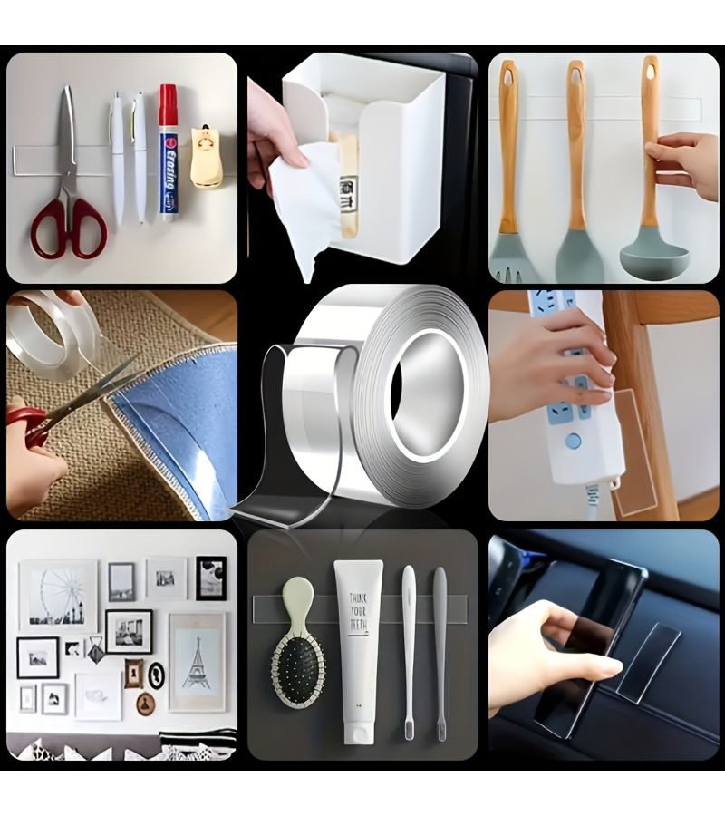 Extra Long Nano Double Sided Tape 1 Roll 1.18inch x 1181.1inch Durable Reusable Transparent Adhesive - Image 2