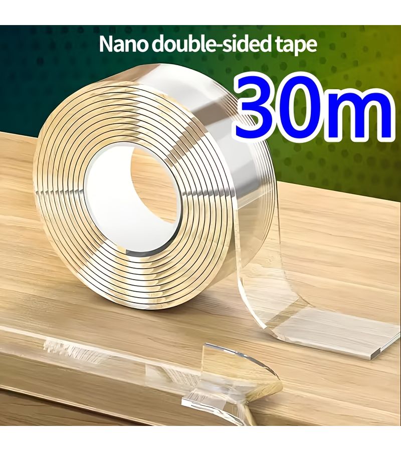 Extra Long Nano Double Sided Tape 1 Roll 1.18inch x 1181.1inch Durable Reusable Transparent Adhesive - Image 5